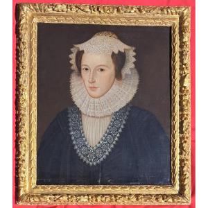 Tableau Portrait XVIe Marie STUART reine de France et d'Écosse vers 1577 atelier de GHEERAERTS