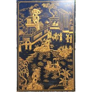 Grande laque CHINE noir et or COROMANDEL doré Palais Chinois Asie Asiatique Lettrés impérial