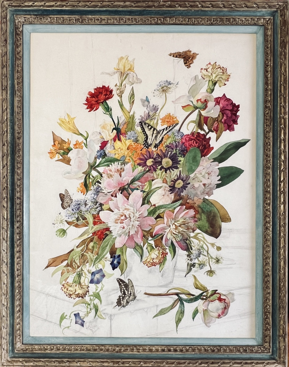 Andrey Avinoff Floral Still Life With Butterflies