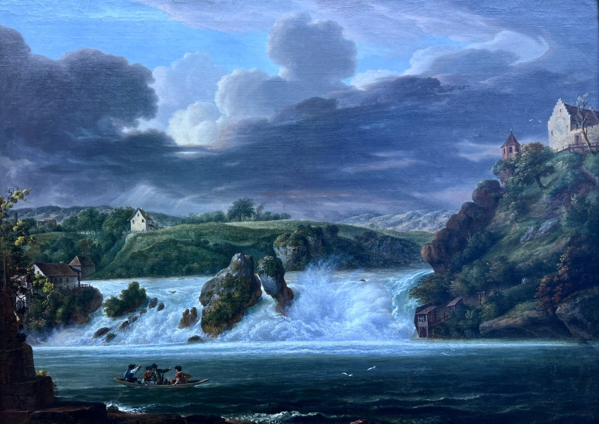 M.NEUSTUCK 1811 LES CHUTES DU RHIN À SCHAFFOUSE HUILE/TOILE-photo-2