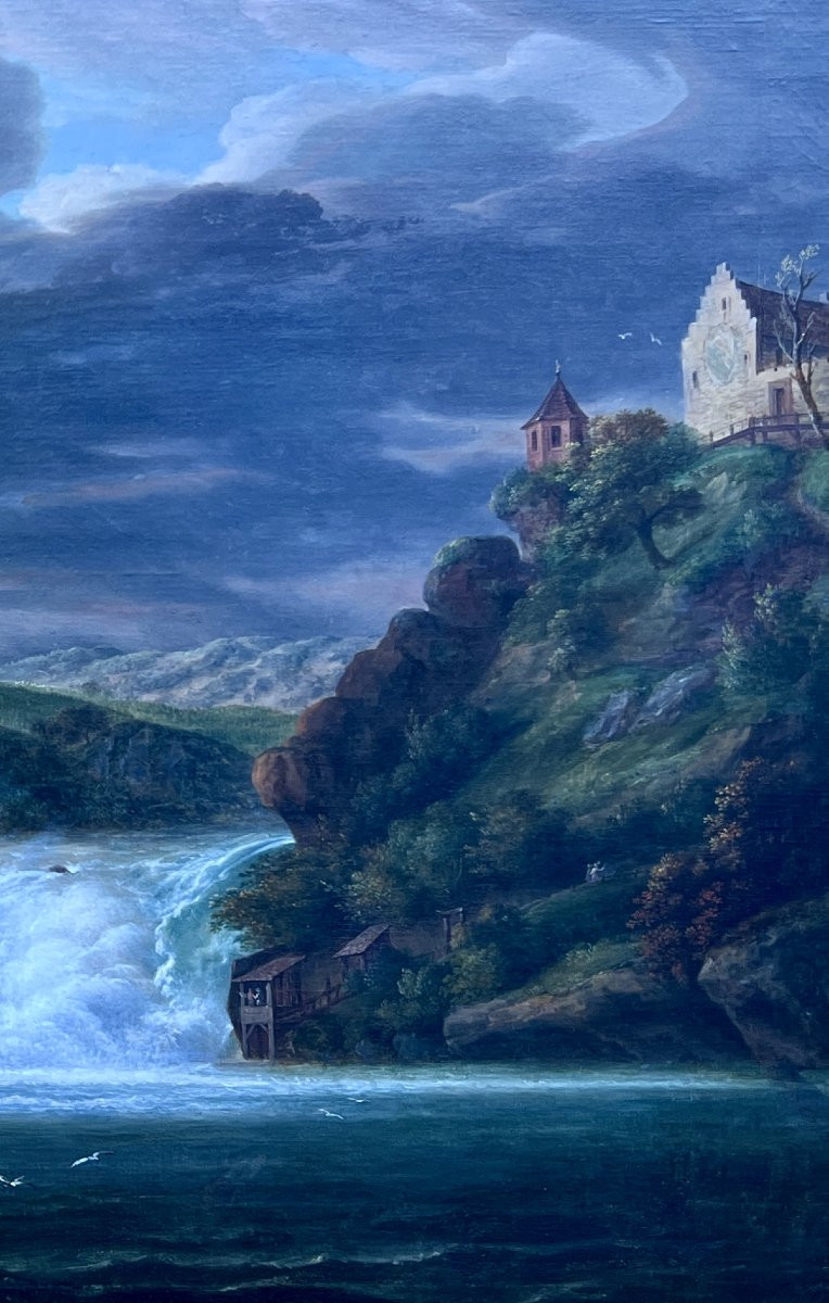 M.NEUSTUCK 1811 LES CHUTES DU RHIN À SCHAFFOUSE HUILE/TOILE-photo-4