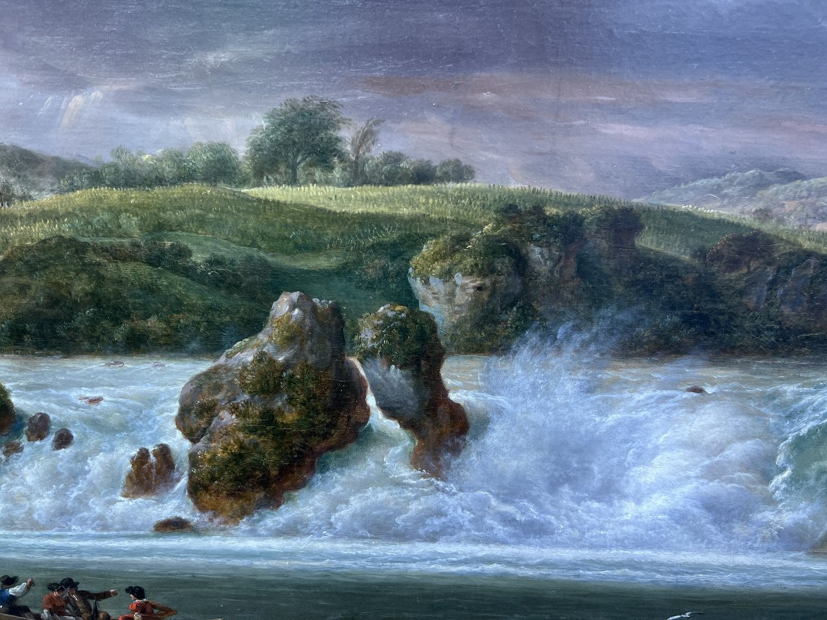 M.NEUSTUCK 1811 LES CHUTES DU RHIN À SCHAFFOUSE HUILE/TOILE-photo-5