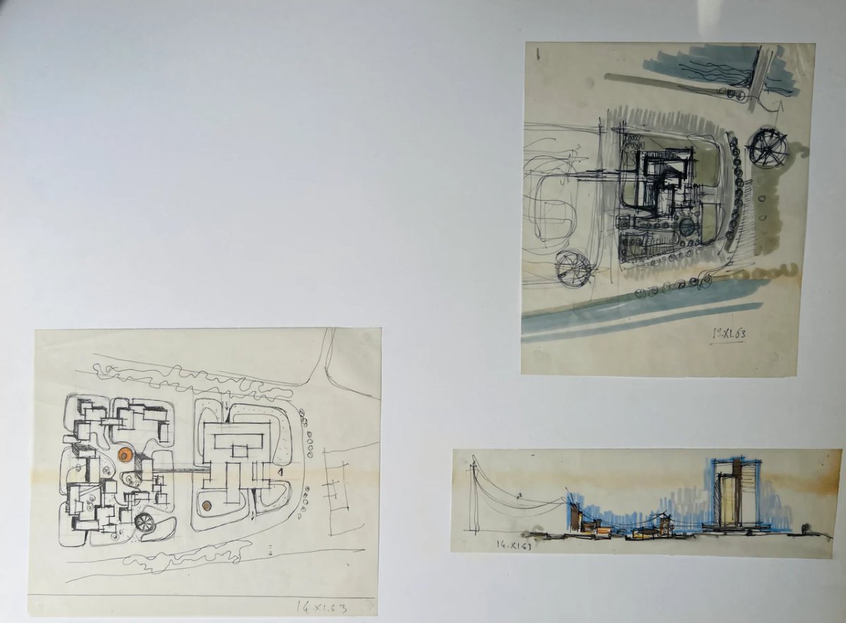 Projet d'élégants dessins pour la construction d'une tour sur une île en 1963-photo-6