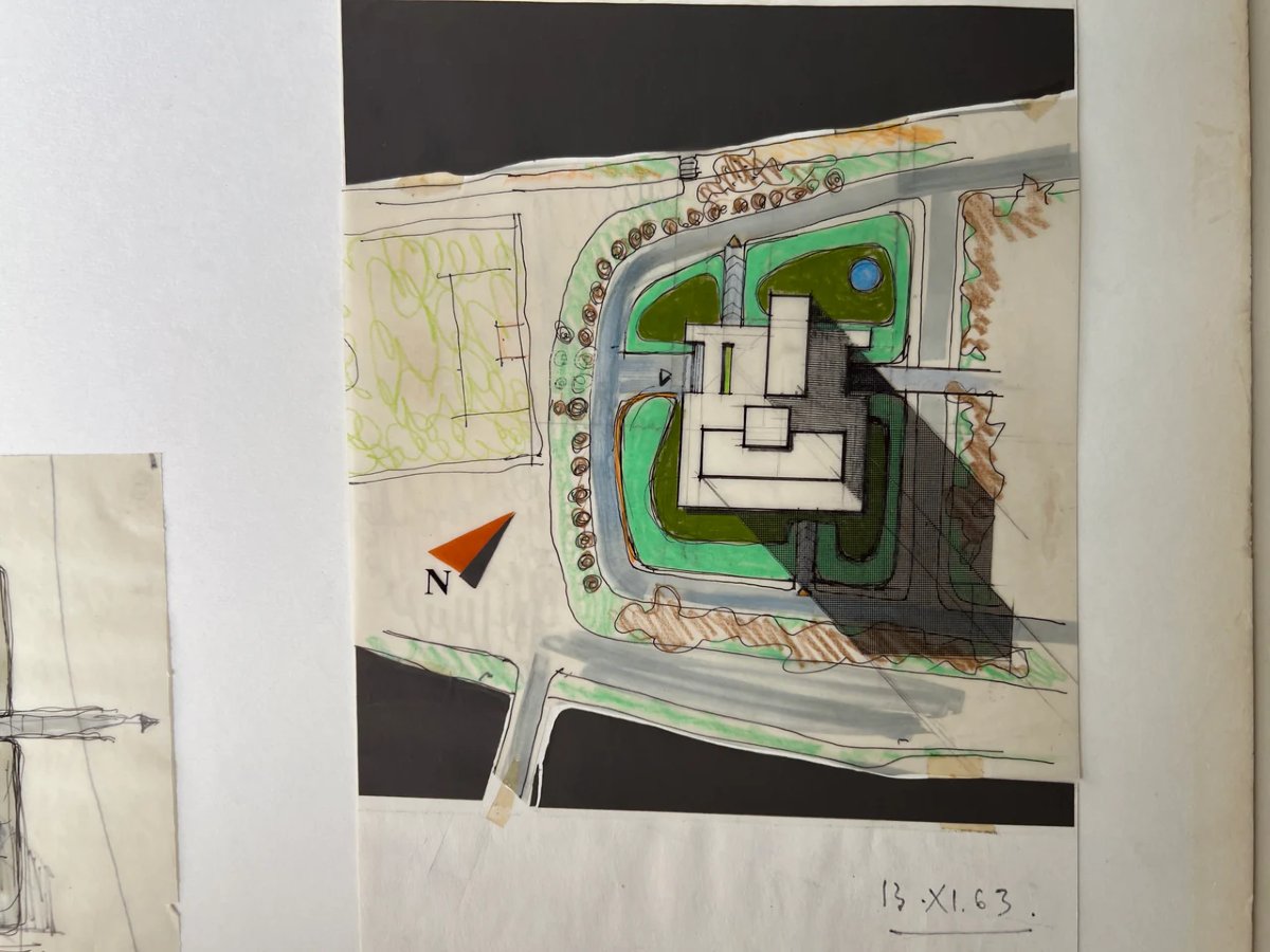 Projet d'élégants dessins pour la construction d'une tour sur une île en 1963-photo-7