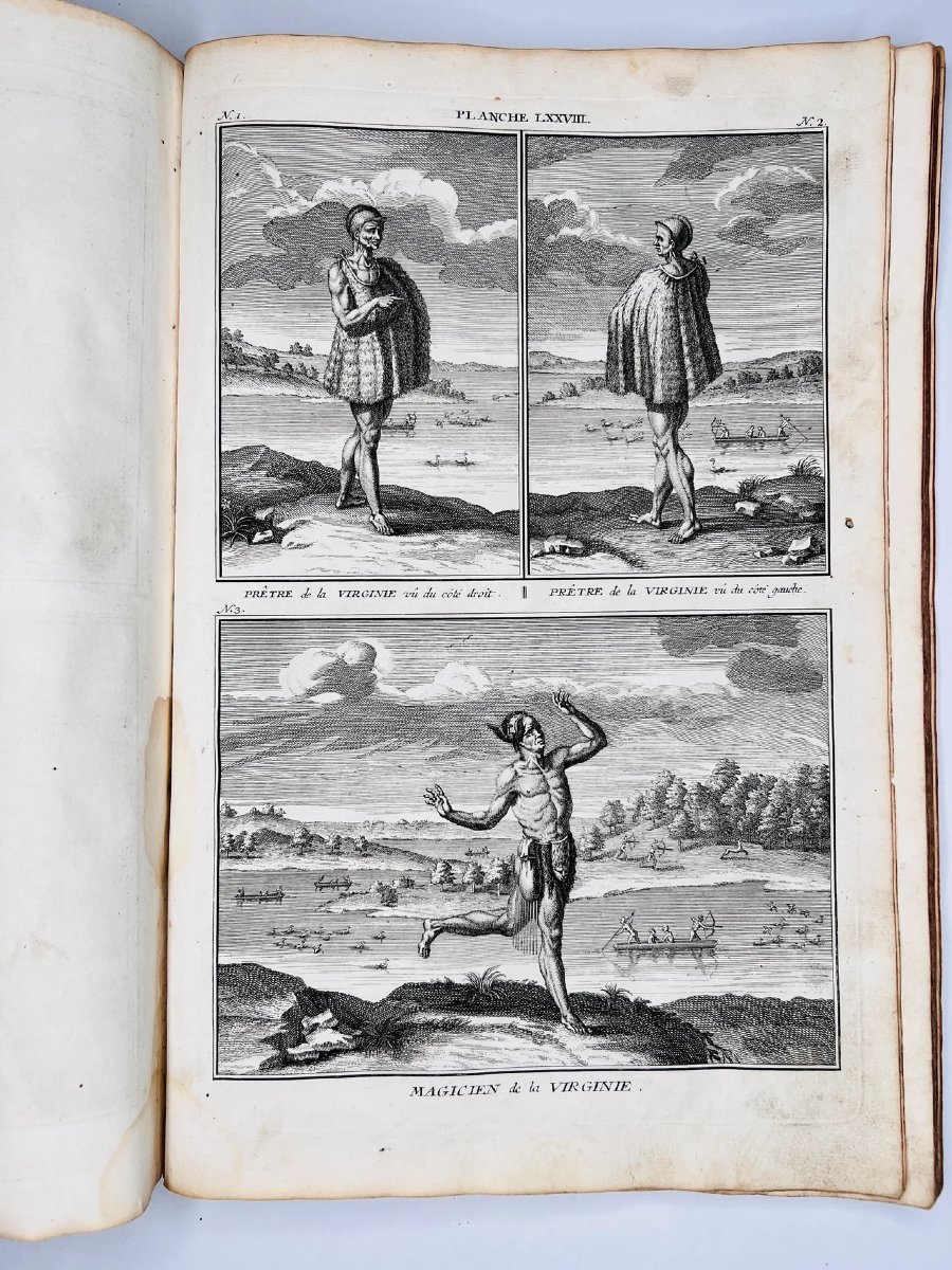 Rituels des Amérindiens 1746 Estampes originales-photo-3