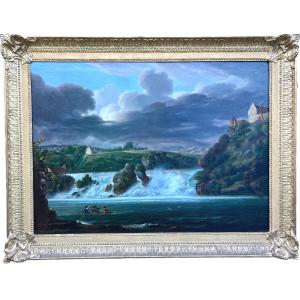 M.neustuck 1811 The Rhine Falls At Schaffuse Oil/canvas