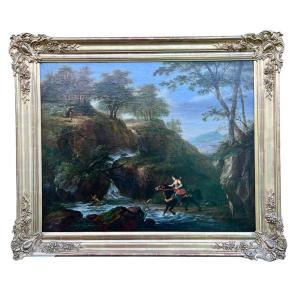Maximilian Neustuck, Oil On Canvas Depicting Diana And Actaeon, 19th Century
