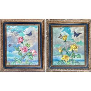 Andrey Avinoff Roses et papillons