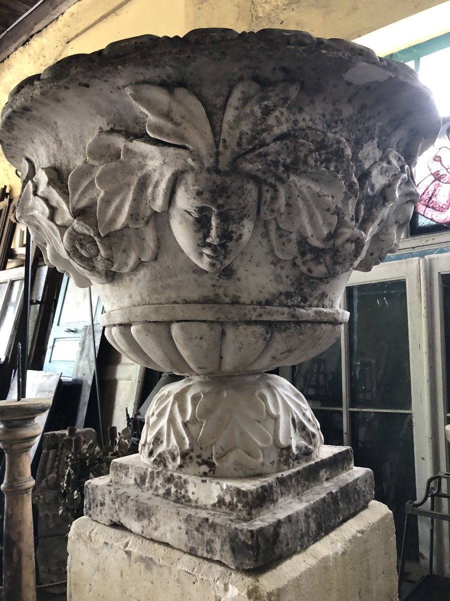 Carrara Marble Bowl, Probably Late 18th Century, On Limestone Base -photo-2