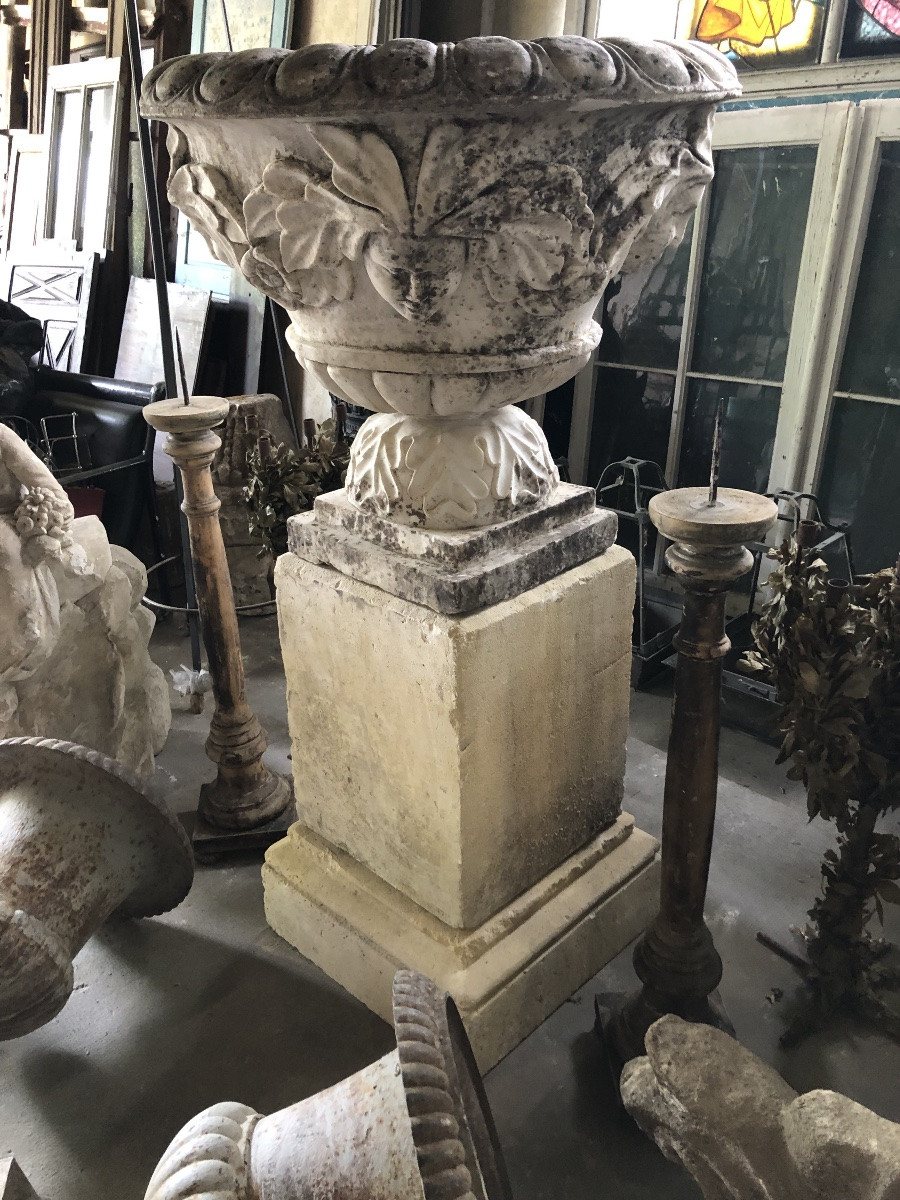 Carrara Marble Bowl, Probably Late 18th Century, On Limestone Base -photo-4