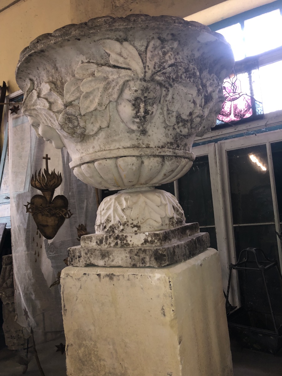 Marble Basin Decorated With Masks Featuring Hair Made Of Leaves;-photo-5