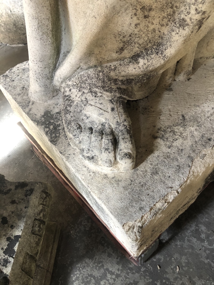 Stone Sculpture Of Saint Joseph With The Child, Signed And Dated 1858 On The Base: Louis Coeffard -photo-4