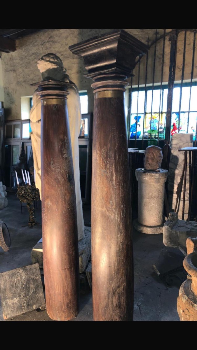 Very Rare Pair Of Zitan Columns, Curved, Late 18th Century-photo-4