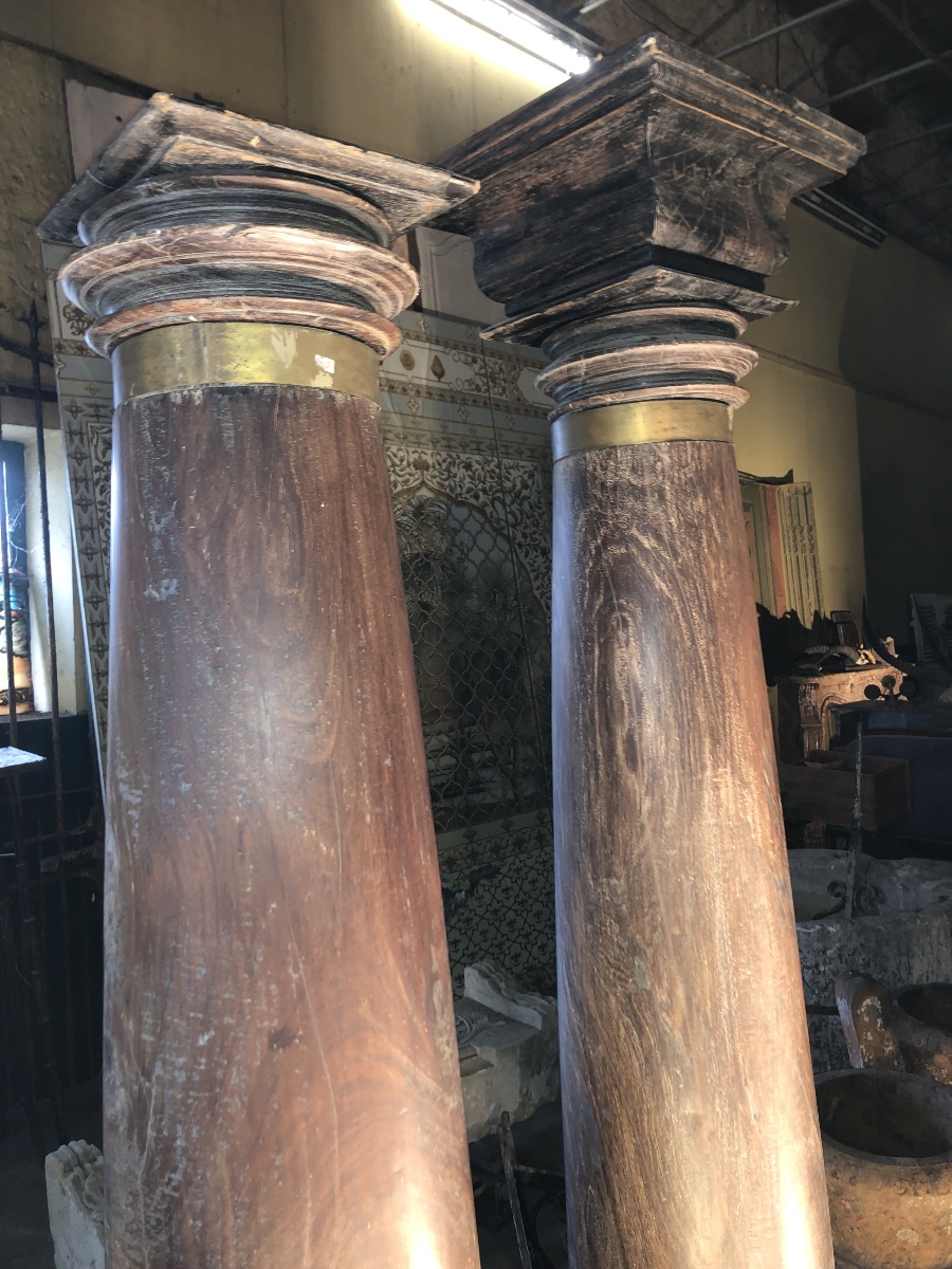 Very Rare Pair Of Zitan Columns, Curved, Late 18th Century-photo-4