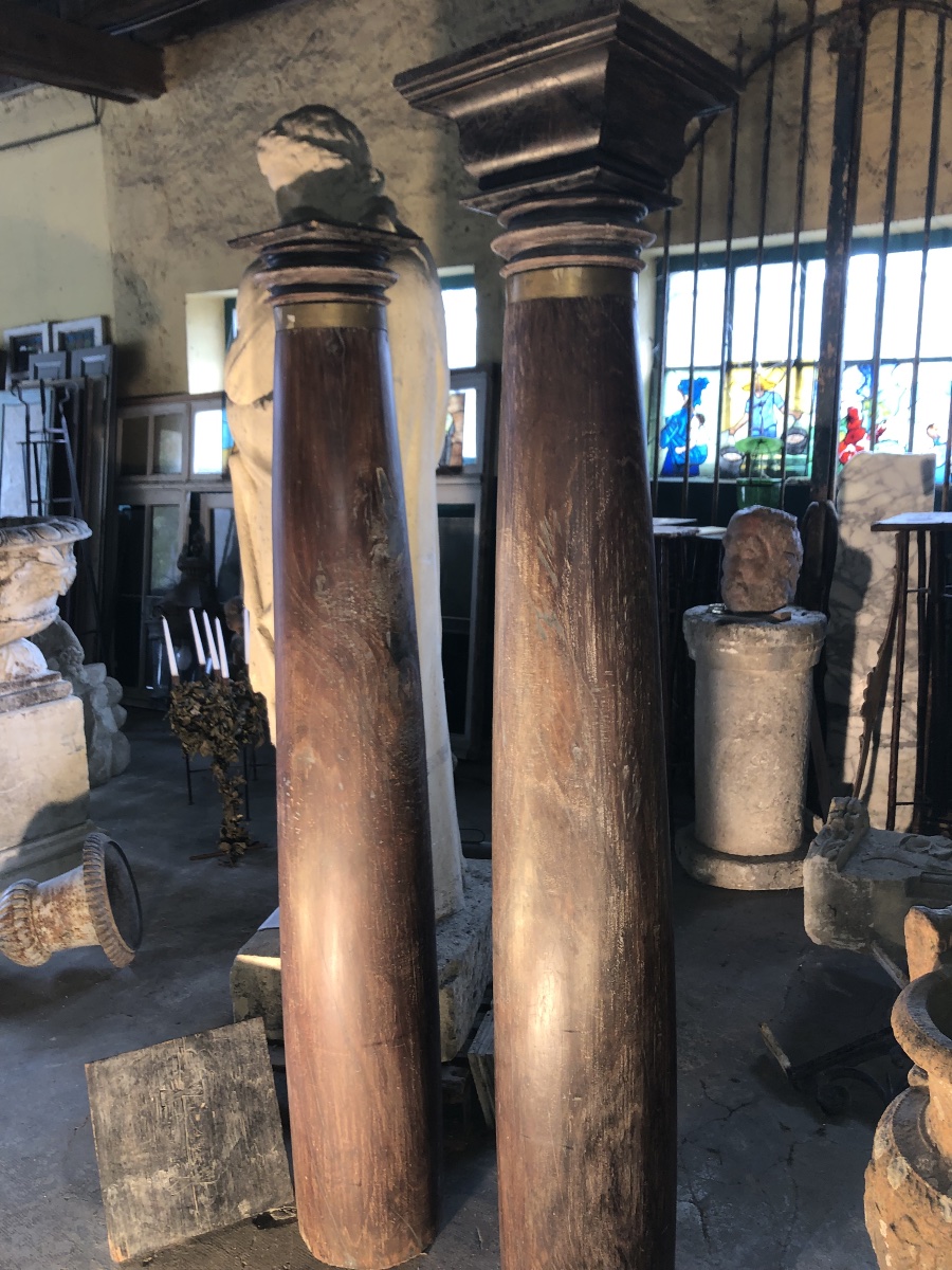 Very Rare Pair Of Zitan Columns, Curved, Late 18th Century-photo-6
