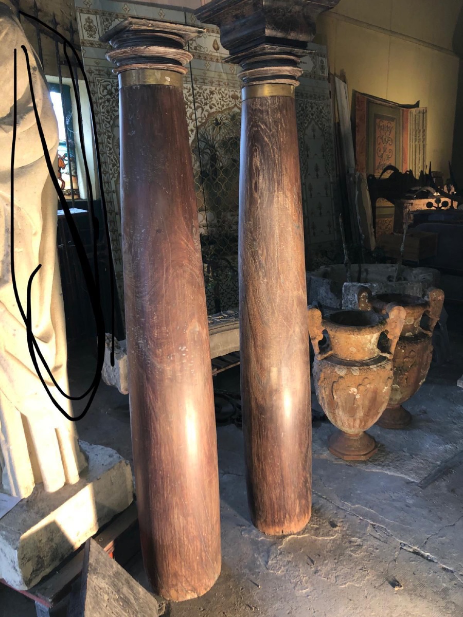 Very Rare Pair Of Zitan Columns, Curved, Late 18th Century