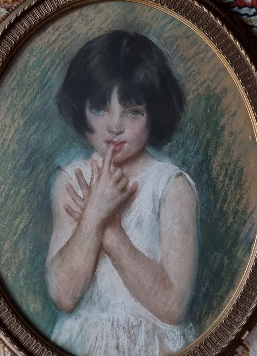 Petite Fille Par John Da Costa Pastel Des Années 20-photo-2