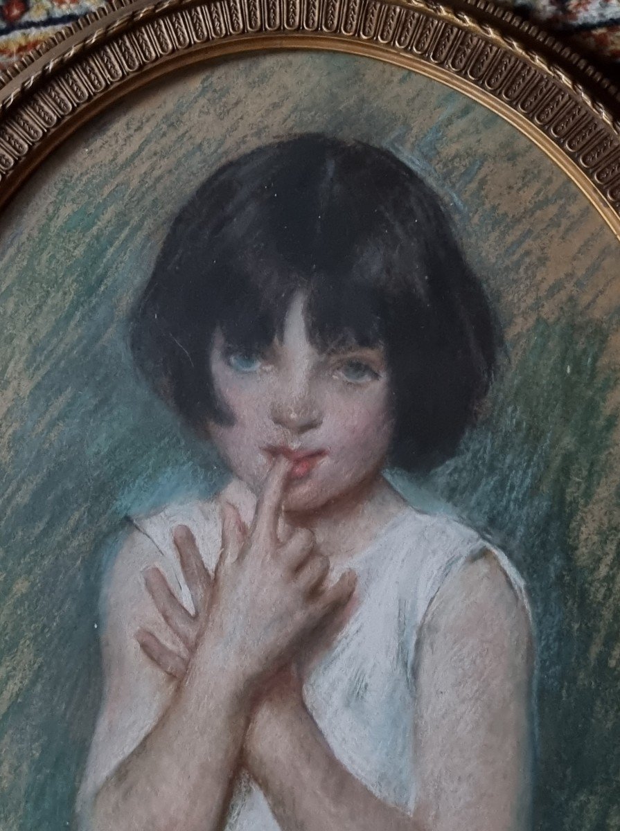 Petite Fille Par John Da Costa Pastel Des Années 20-photo-3