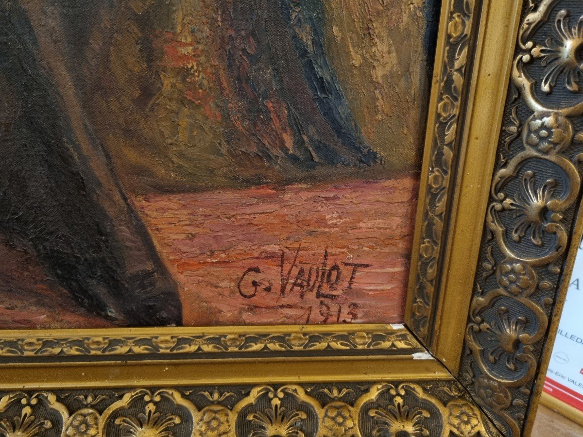 Huile Sur Toile  Jeune Fille Par  G Vaulot 1913-photo-6