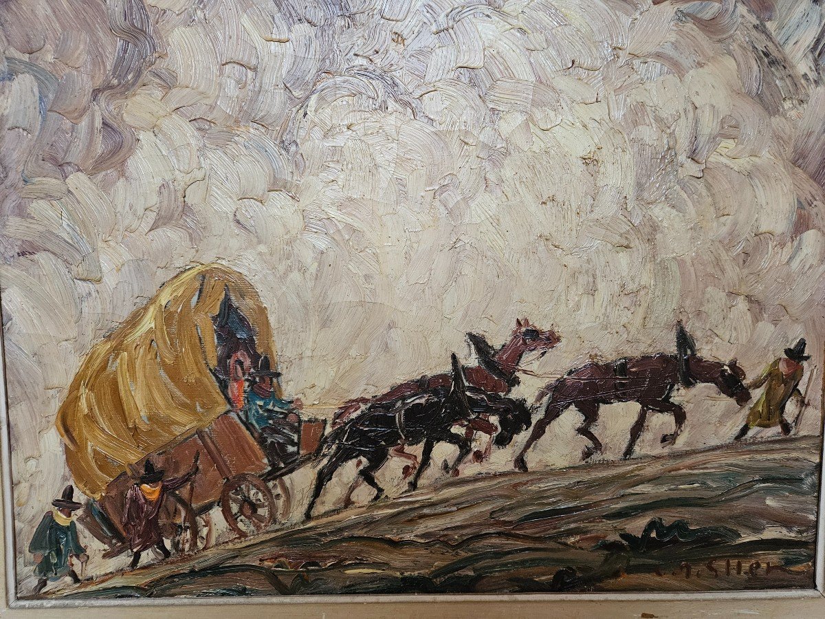 Oil On Canvas By Lr Eller Les Saltimbanques.-photo-4