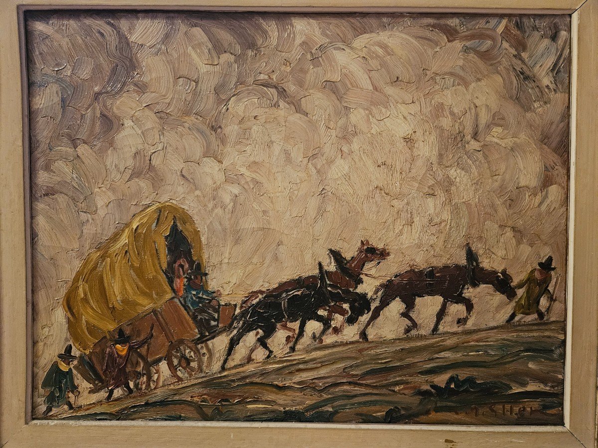 Oil On Canvas By Lr Eller Les Saltimbanques.-photo-6