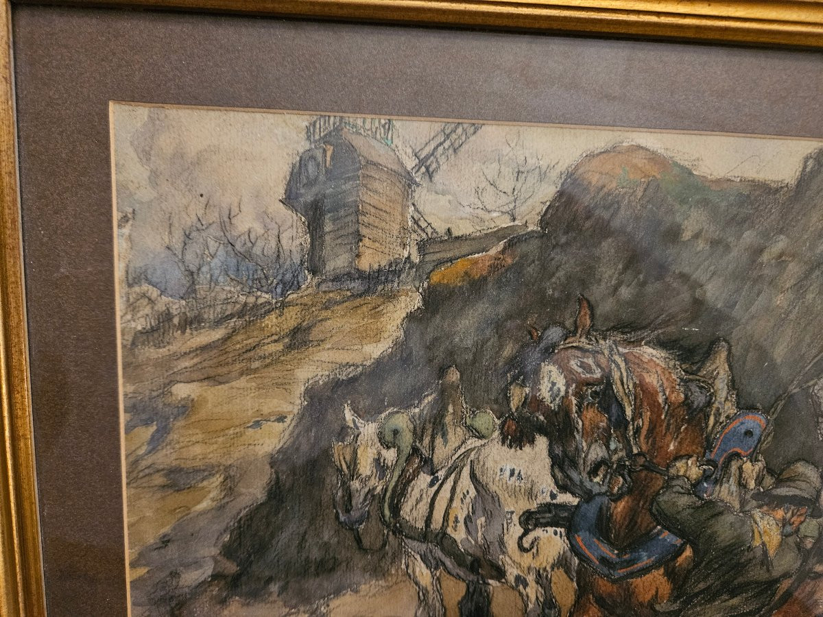 Puechmagre Paire De Dessins Montmartre Chiffonniers et Leurs Chevaux-photo-3