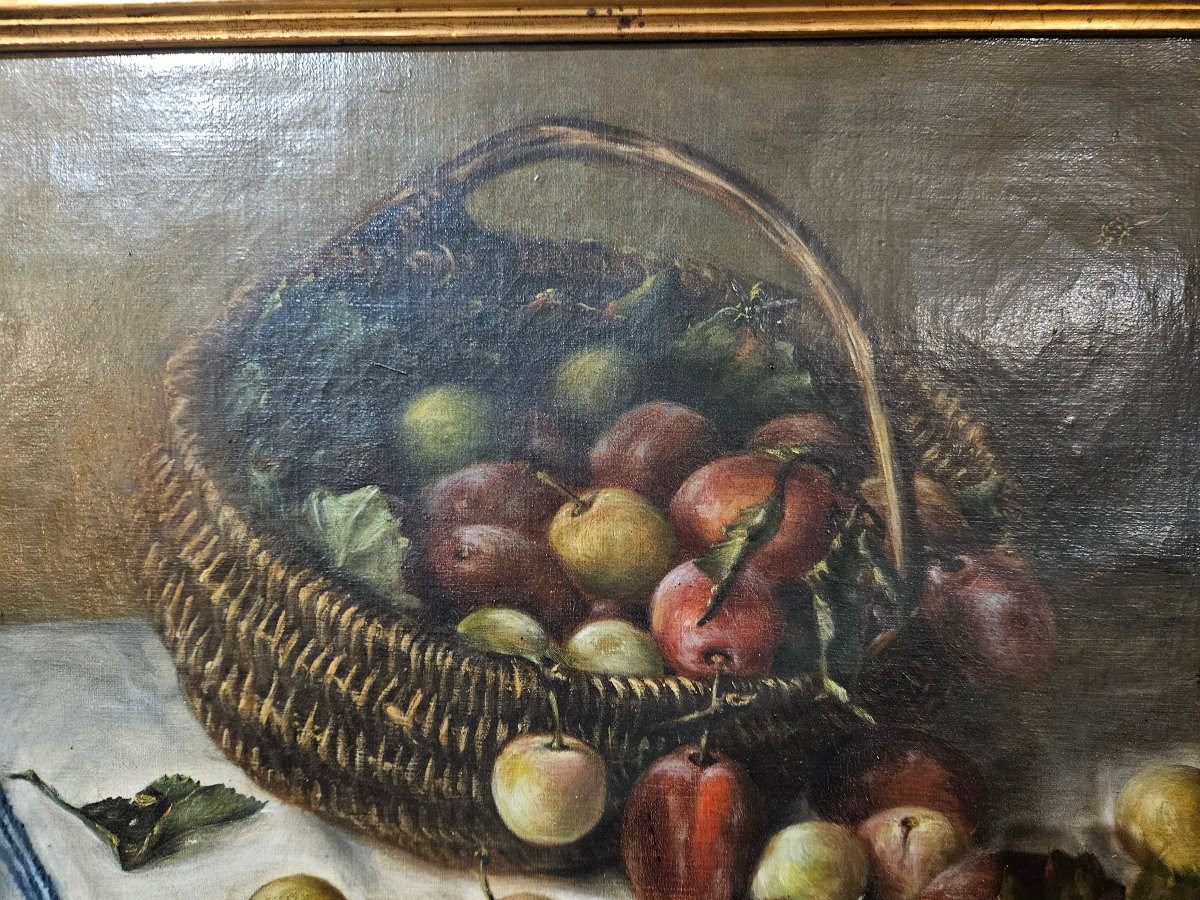 Huile Sur Toile Nature Morte 19ème -photo-4
