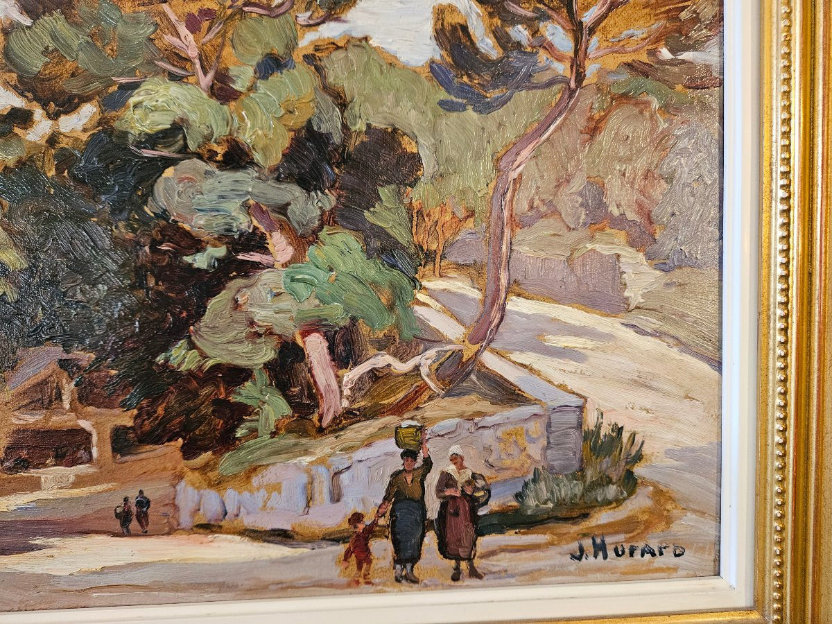 Oil On Panel By Hurard Joseph, View From The South-photo-3