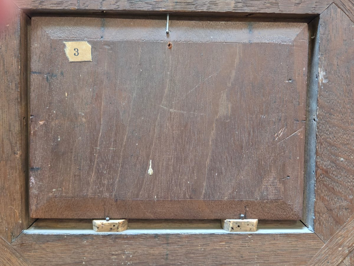 Huile sur panneau Ferdinand ATTENDU casque et cuirasse. Huile sur bois-photo-3