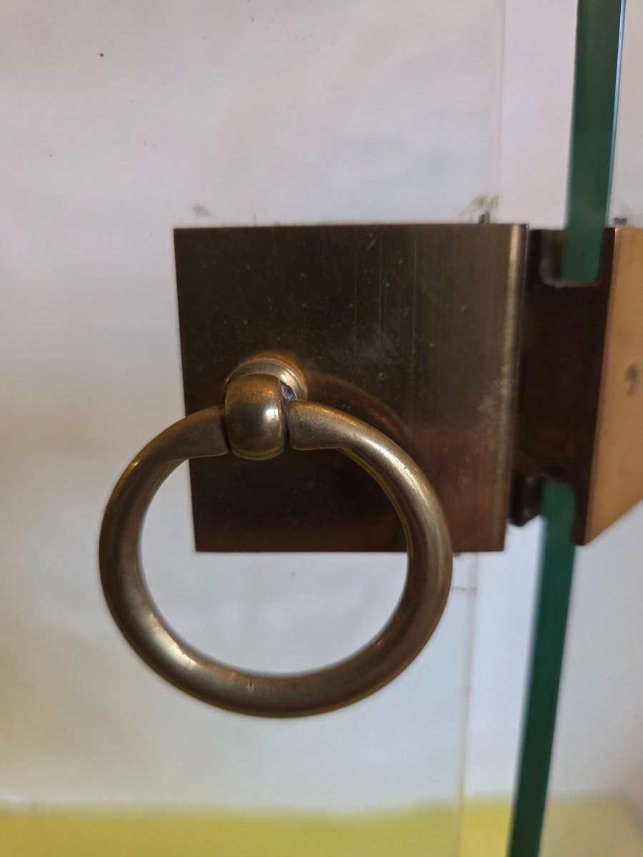 Pare-feu En Verre Et Bronze Modèle Attribué à Jacques Adnet-photo-3