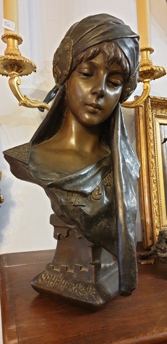 Emmanuel Villanis, Orientalist Bust, Spelter With Three Patinas