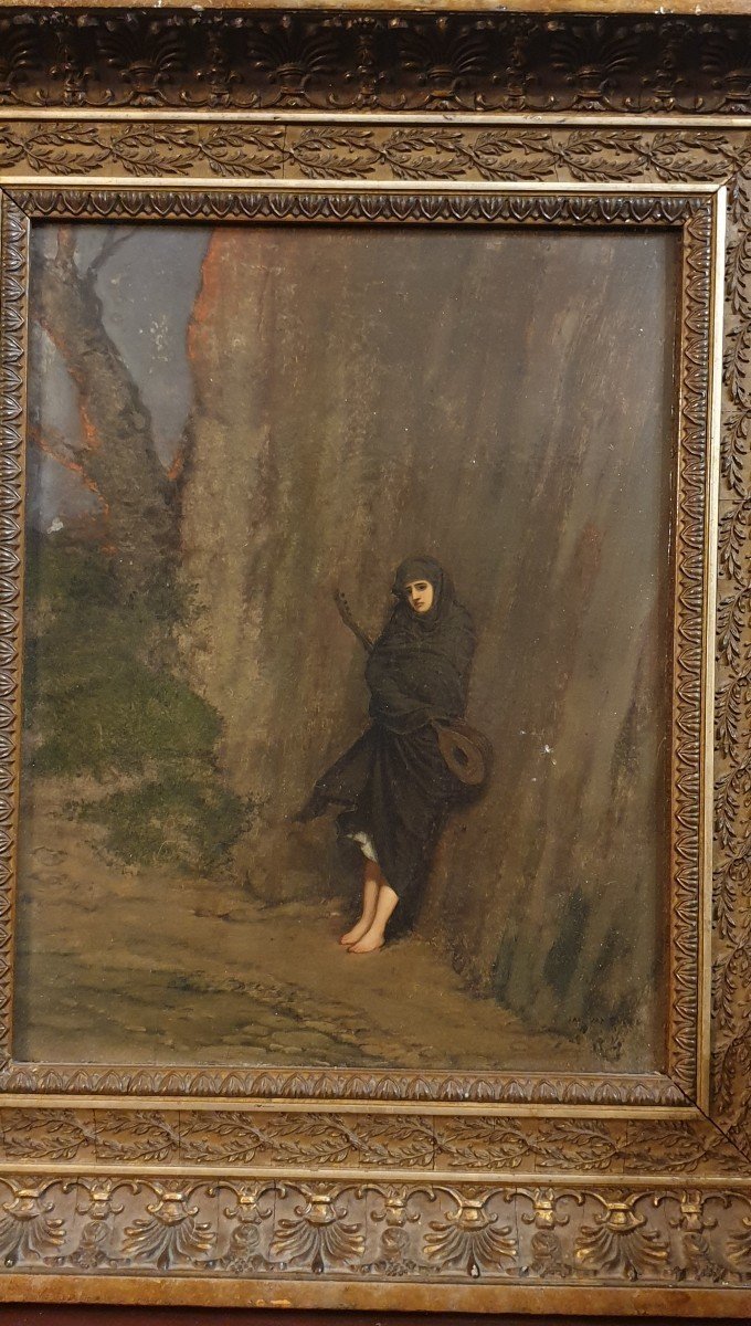 Oil On Panel By Jan Van Beers Mandolin Player-photo-3