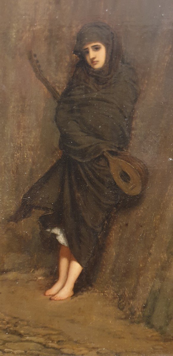 Oil On Panel By Jan Van Beers Mandolin Player