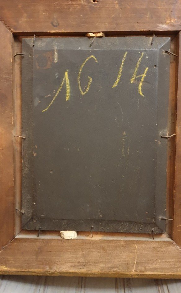 Huile Sur Bois, Femme à La Fenêtre Signé Parisini,  Fin 19ème.-photo-1