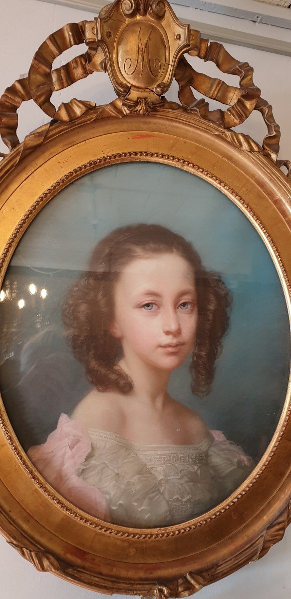Paire De Pastels Jeunes Filles 19ème Encadrés