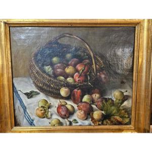 Huile Sur Toile Nature Morte 19ème 