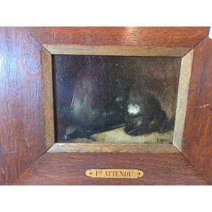 Huile sur panneau Ferdinand ATTENDU casque et cuirasse. Huile sur bois