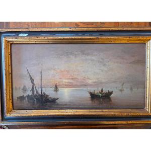 Huile sur panneau marine de Ferdinand Bonheur