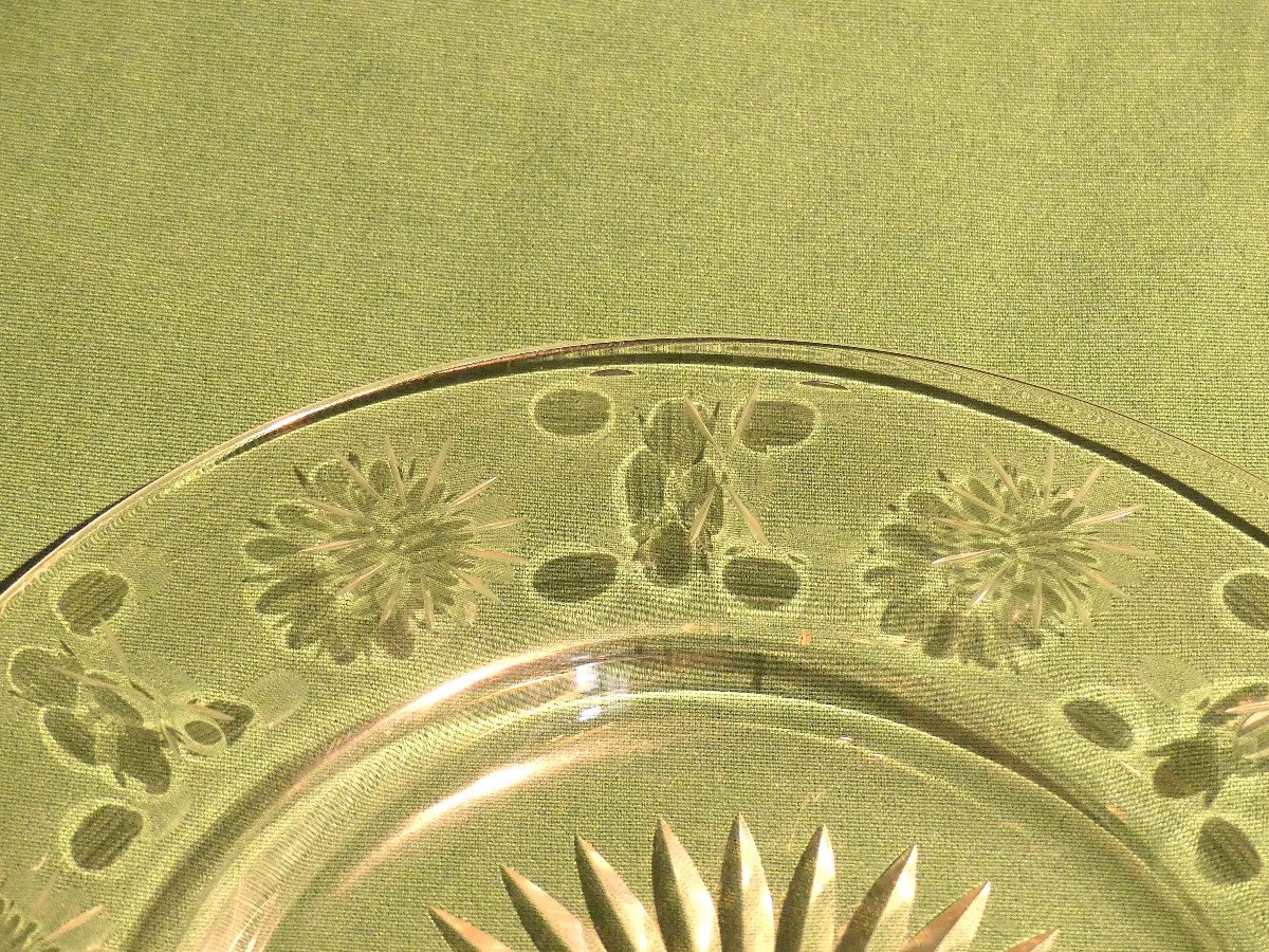 Suite de six assiettes en cristal taillé du 19 eme siècle-photo-2