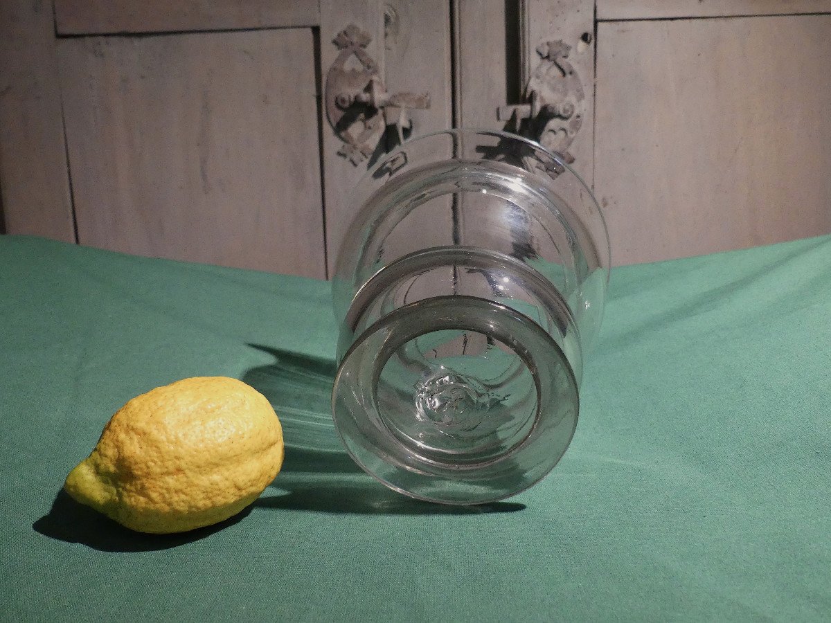 Vase d'apothicairerie en verre soufflé du 18 eme siècle-photo-4