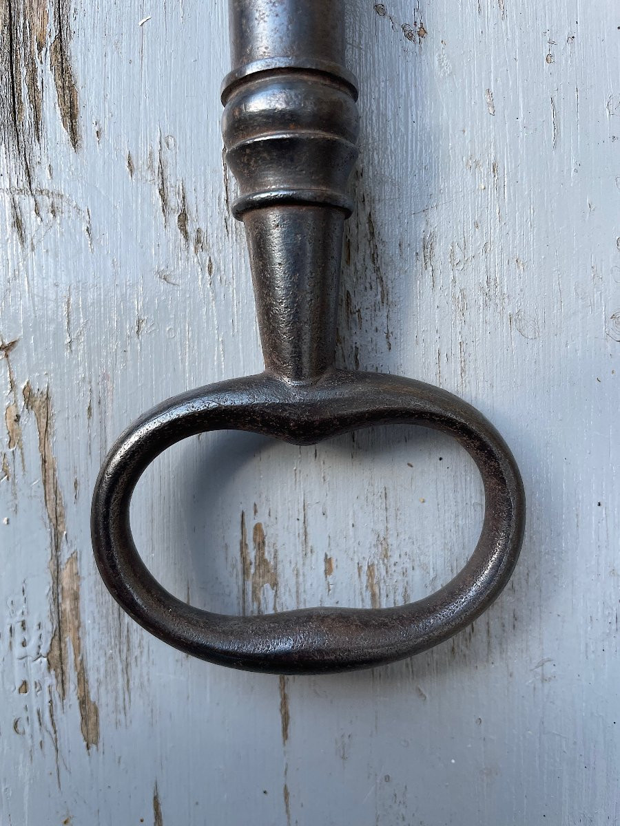 Large Castle Or Church Key In Wrought Iron, Late 18th Century-photo-4