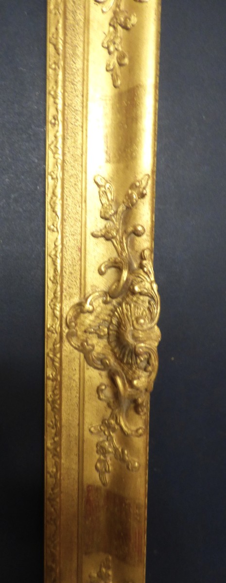 Cadre époque 19ème en bois et stuc doré-photo-2