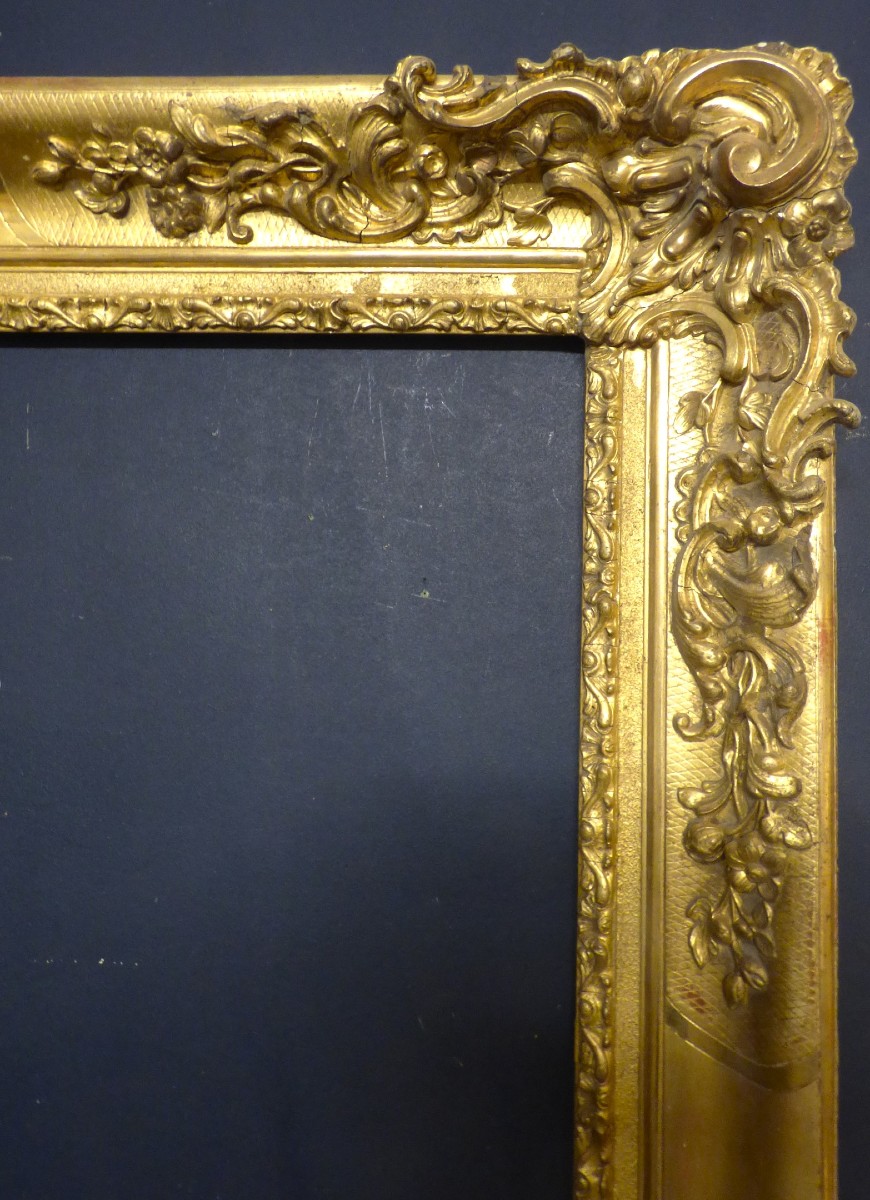 Grand cadre en bois et stuc doré époque 19ème-photo-2