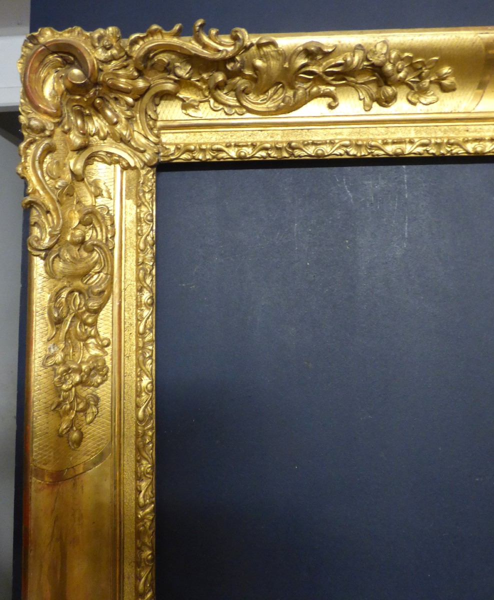 Grand cadre en bois et stuc doré époque 19ème-photo-3