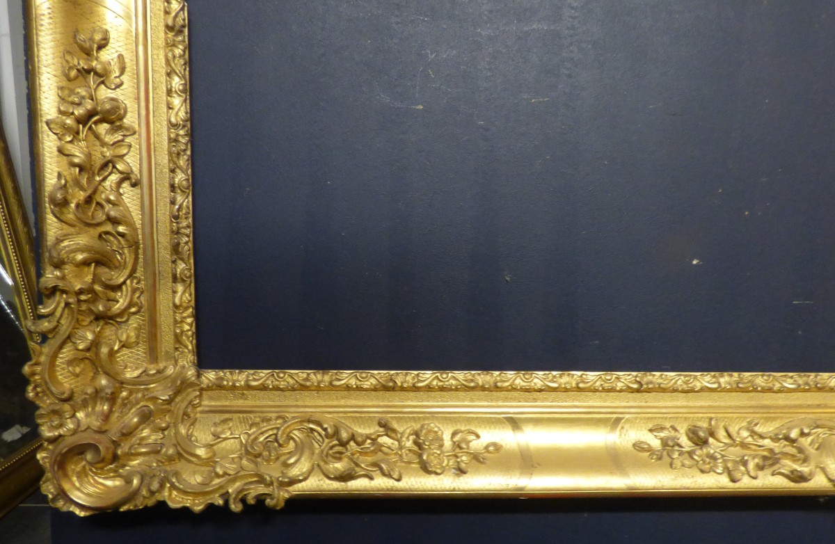 Grand cadre en bois et stuc doré époque 19ème-photo-4