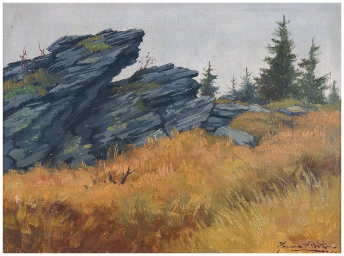 Heinz Roder (1895-1965), Paysage De Moyenne Montagne / - Le Secret d'Un Lieu Insignifiant --photo-3
