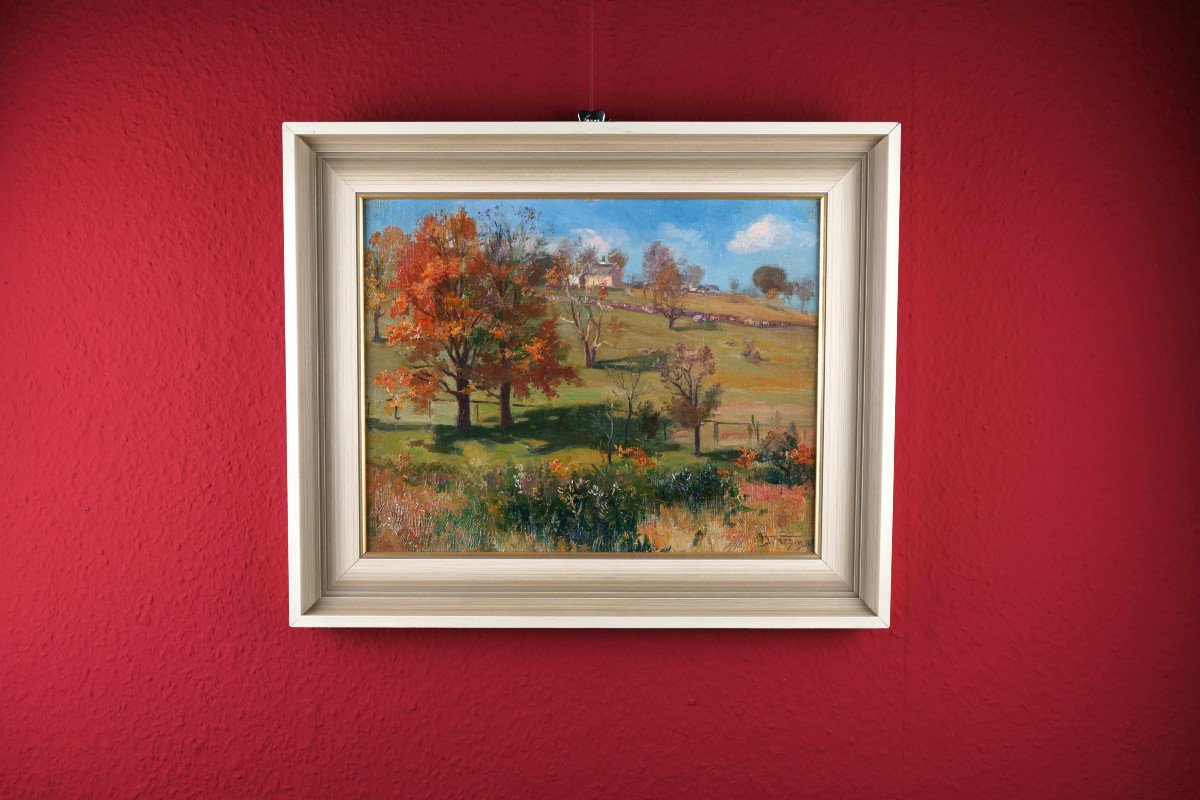Frederick Vezin (1859-1933), Autumn Landscape In The Sun, 1905 / - Indian Summer --photo-4