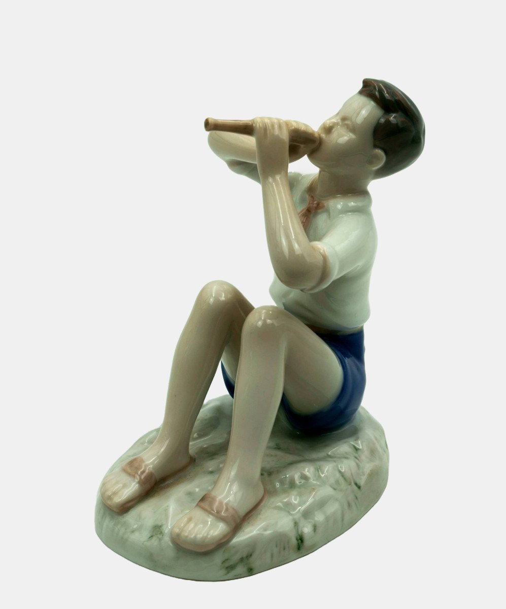 Bing & Grondahl Figurine By Vita Birgitte Thymann, Boy Playing The Flute-photo-3