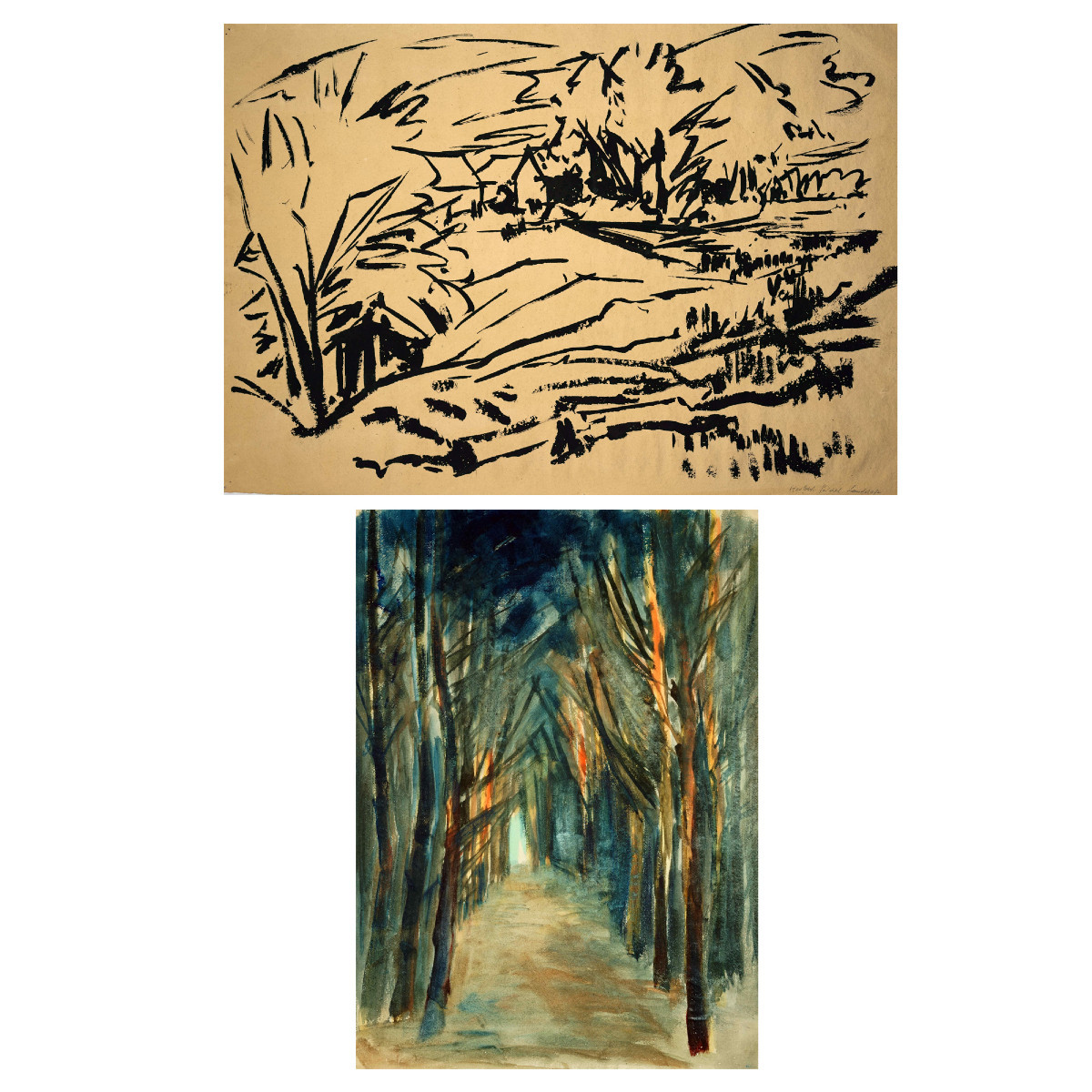 Seidel, Herbert (1906-1974), Landscape Verso Forest Interior, C. 1950