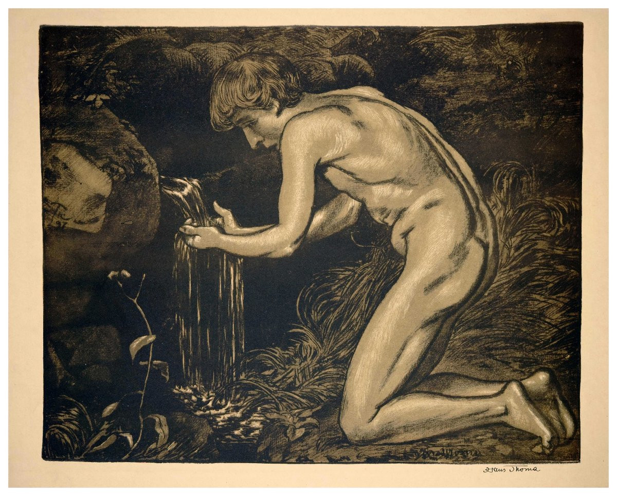 Hans Thoma (1839-1924), Boy At The Source, 1897-photo-4